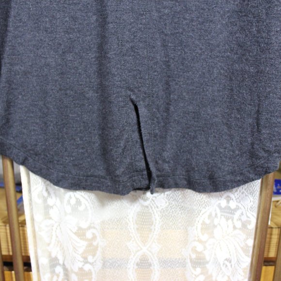 Ladies Matty M Split Back T-Shirt Heather Grey Size Large - Picture 4 of 5
